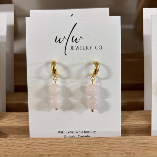 ROSE QUARTZ BEADED EARRING