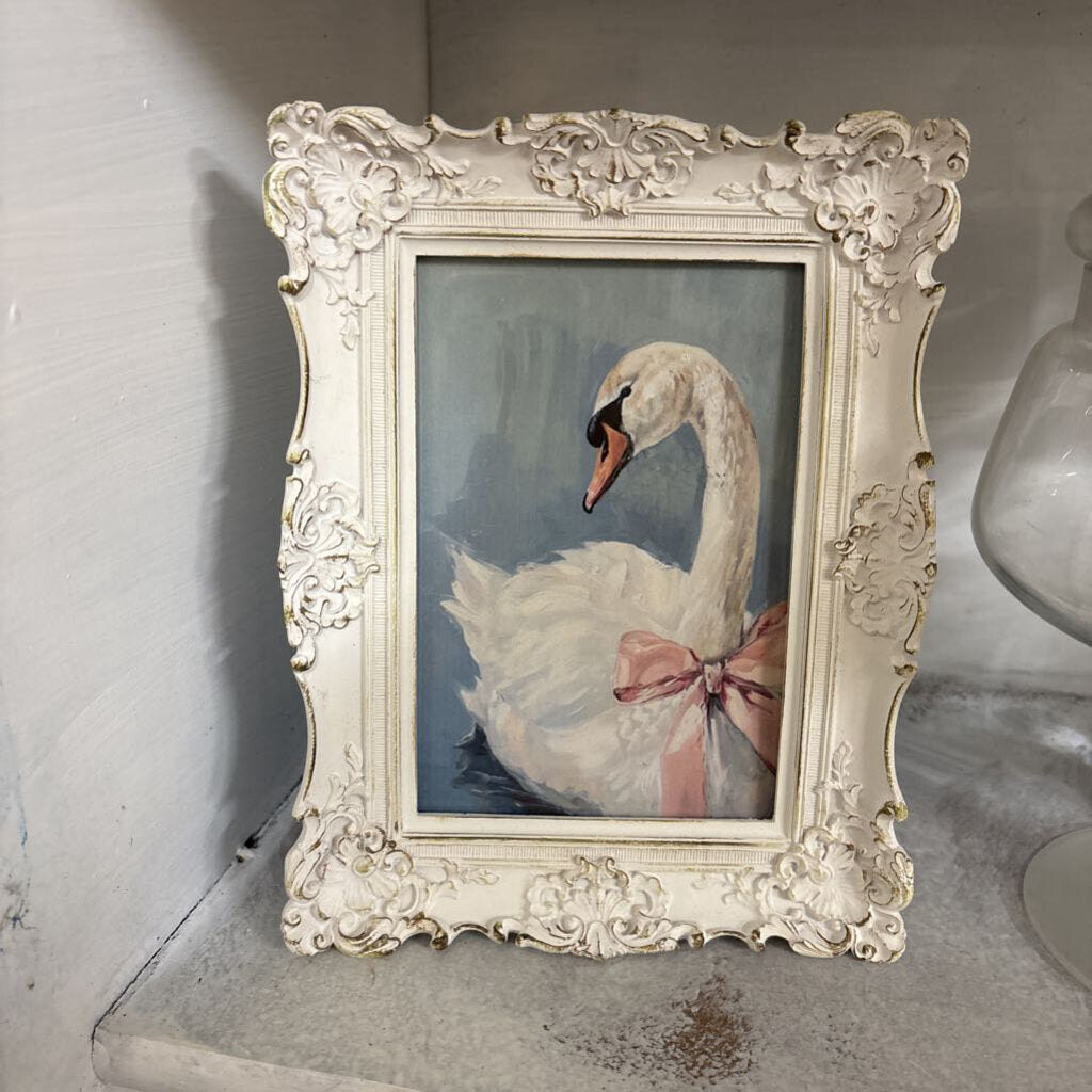 White Frame with Swan Picture