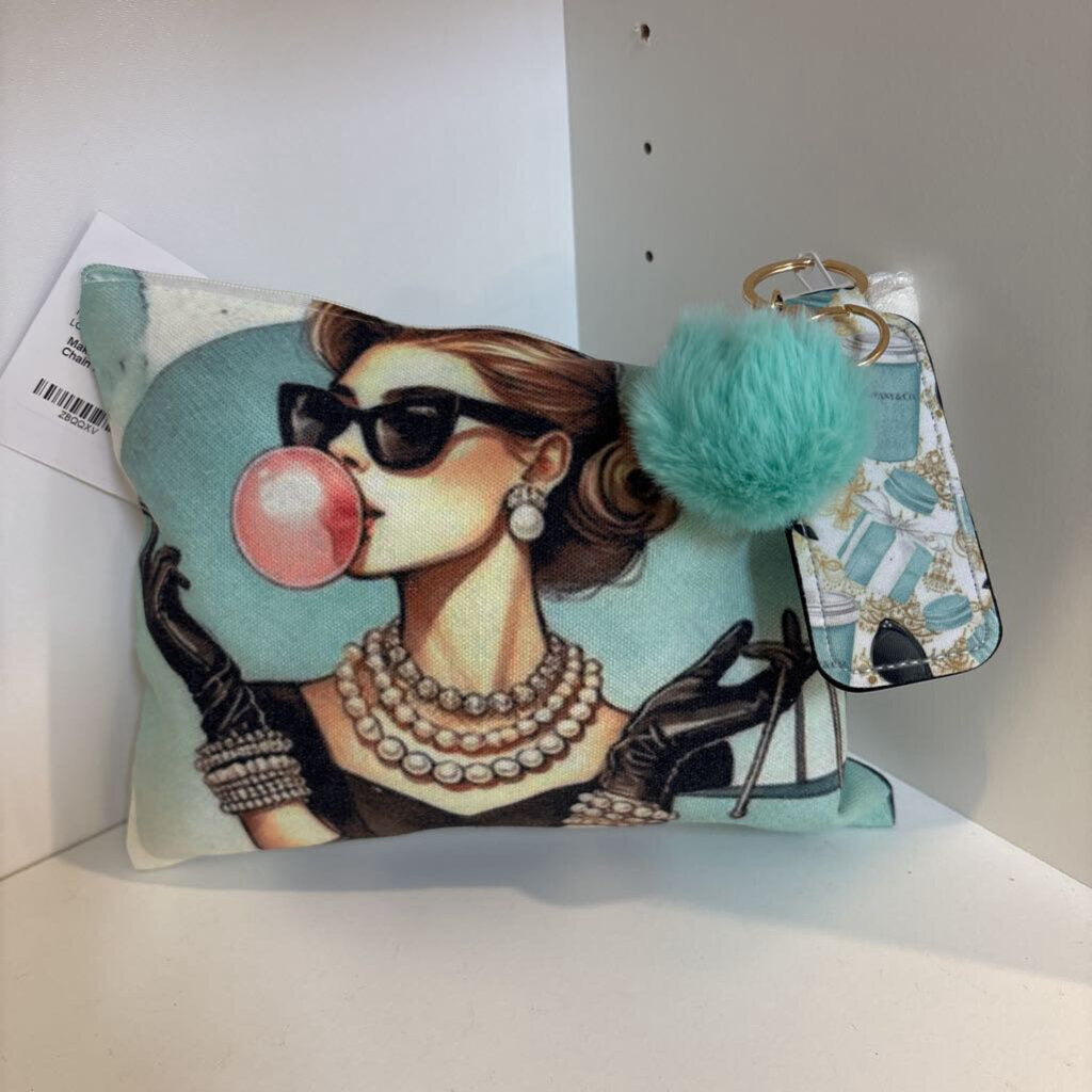 Makeup Bag with Lipstick Key Chain Holder