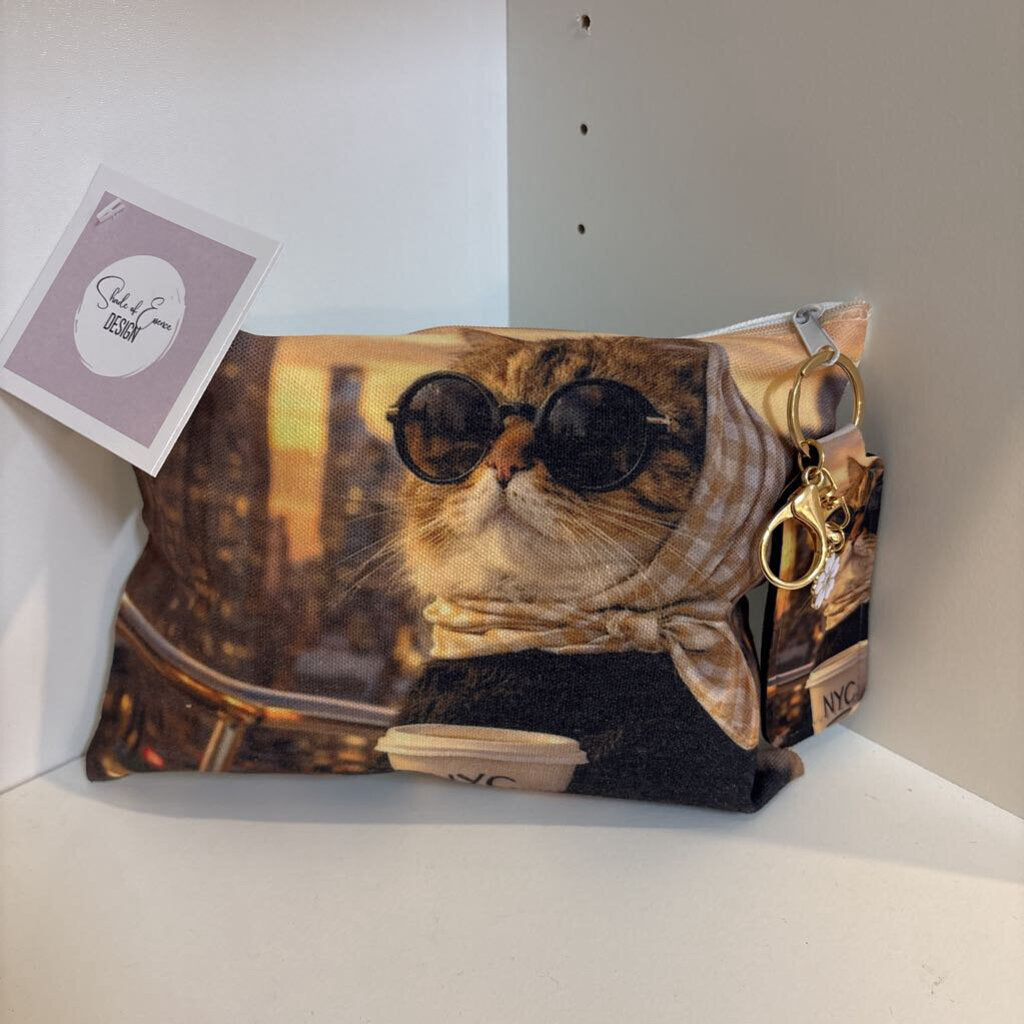 Makeup Bag with Lipstick Key Chain Holder