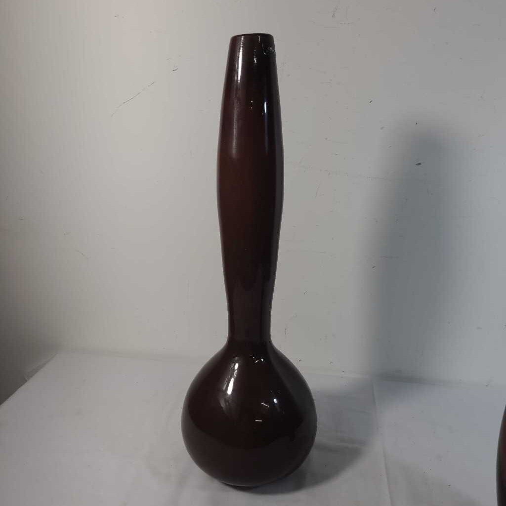 VTG MAC COCOS BROWN GLASS VASE