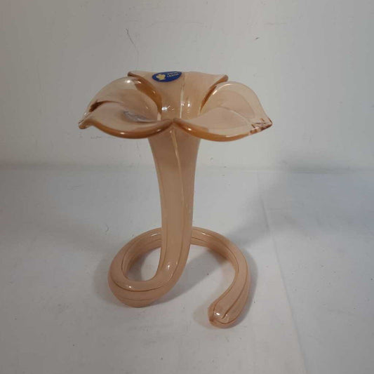 MURANO PINK GLASS FLOWER VASE