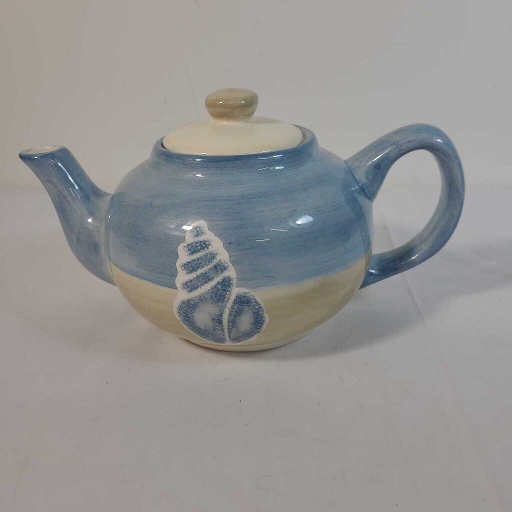 BLUE/ CREAM CERAMIC TEAPOT
