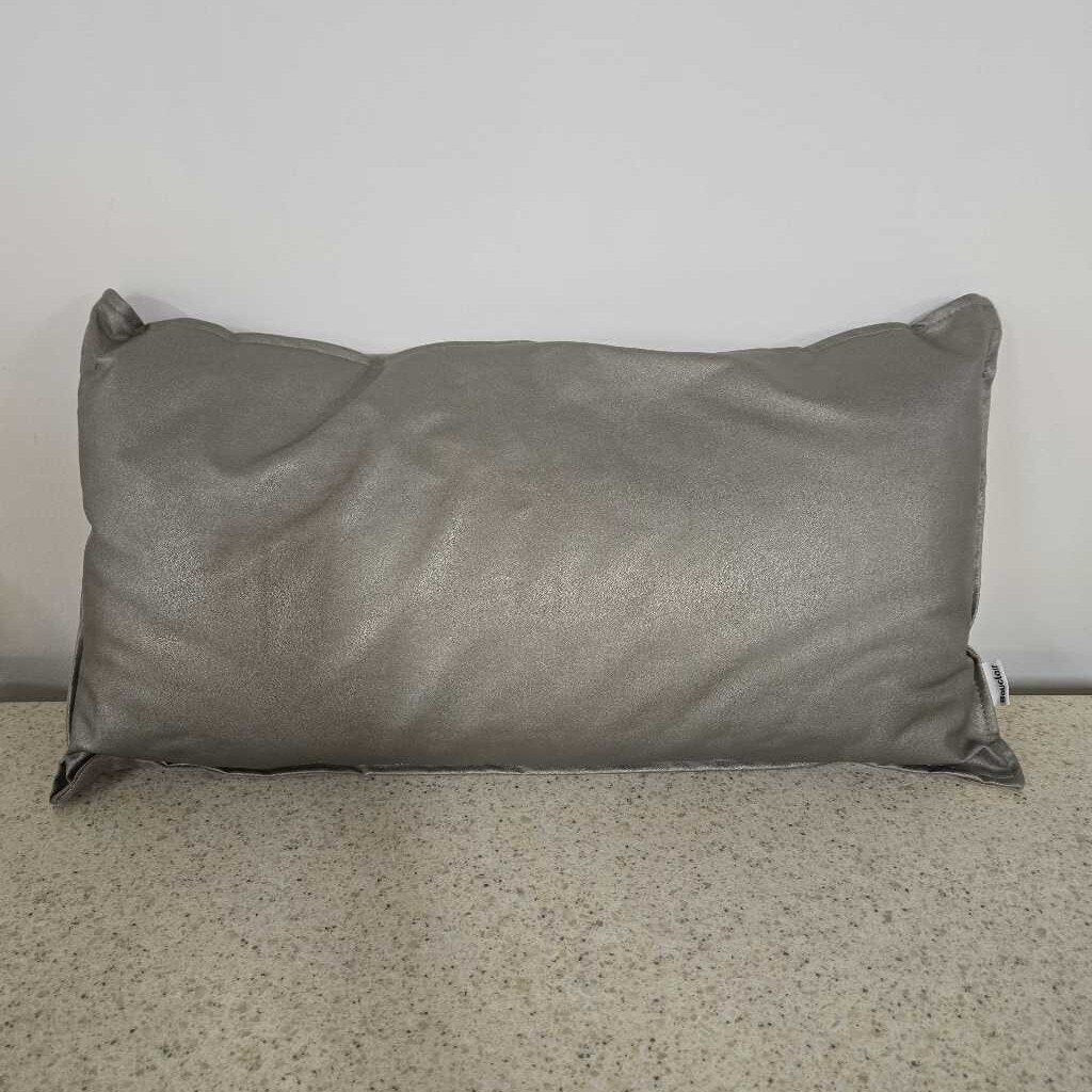 FAUX LEATHER TAUPE LUMBAR PILLOW
