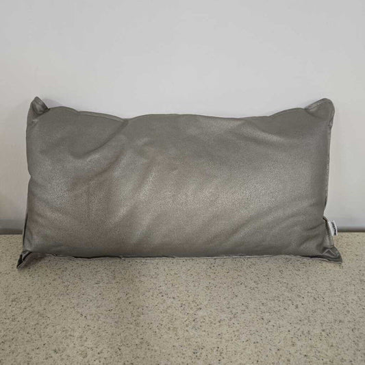 FAUX LEATHER TAUPE LUMBAR PILLOW