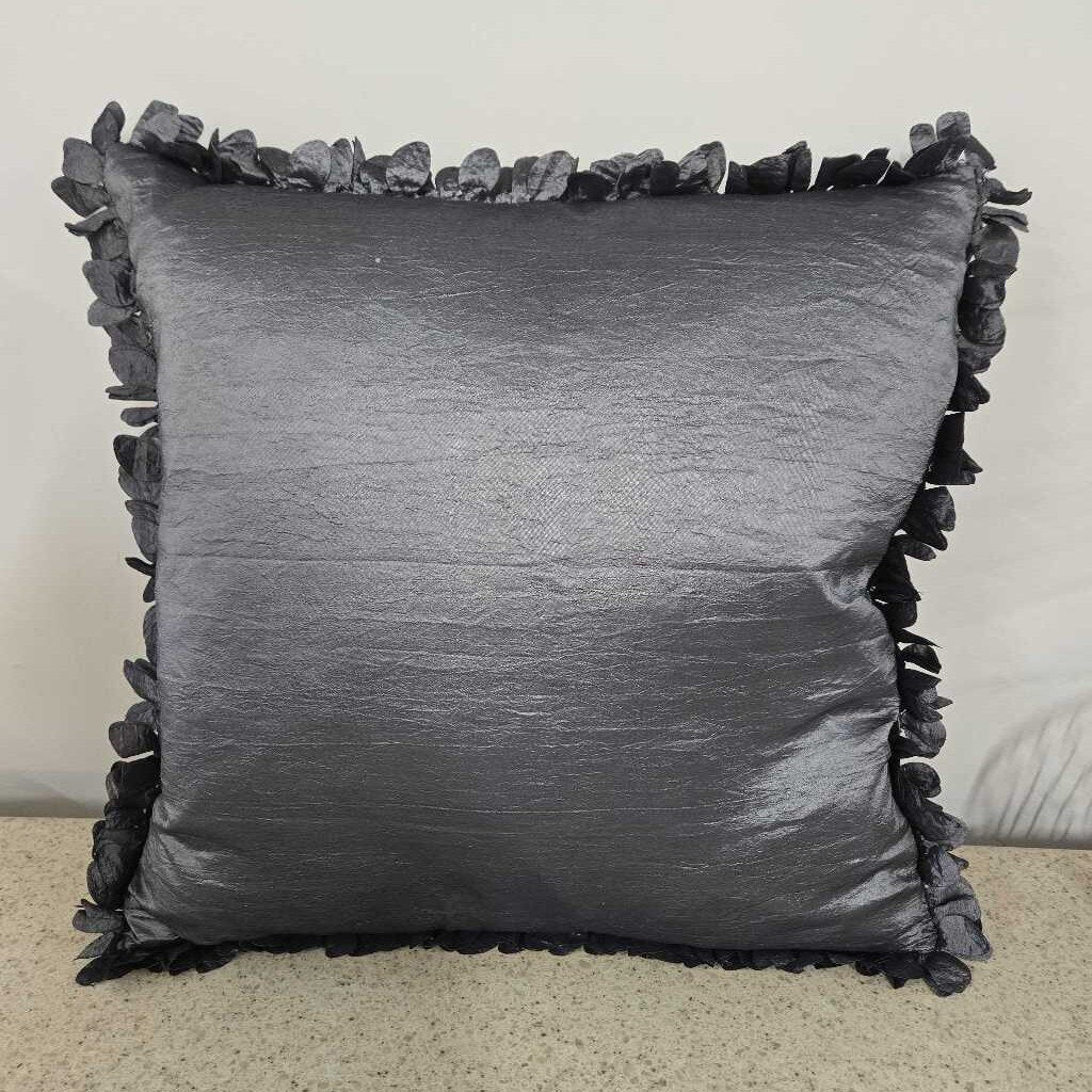 DOWN FILLED GREY SATIN PILLOW
