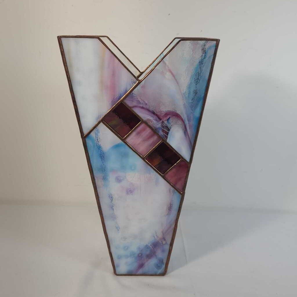 VTG STAIN GLASS VASE