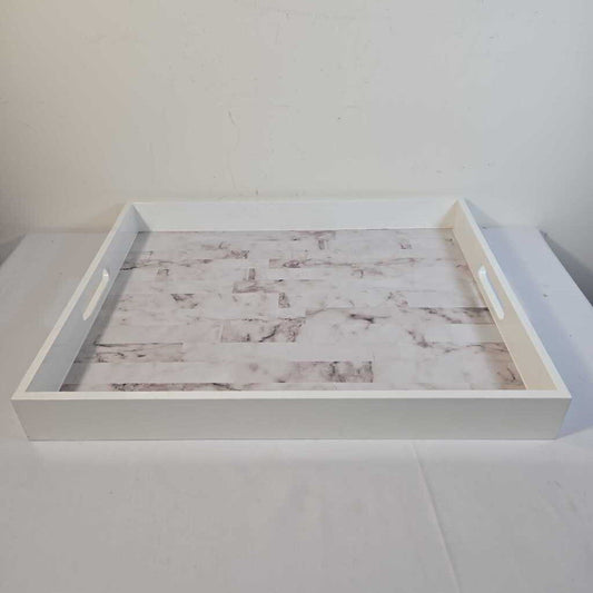 WHITE TRAY W/FAUX MARBLE FINISH