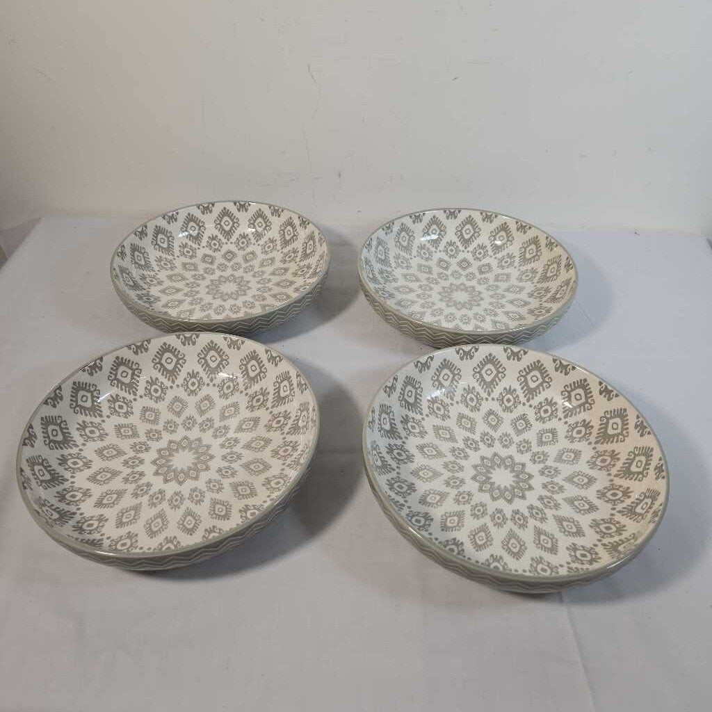 S/4 GREY PATTERN BOWLS