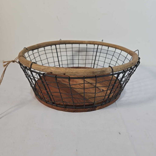 LG WOOD & WIRE BASKET