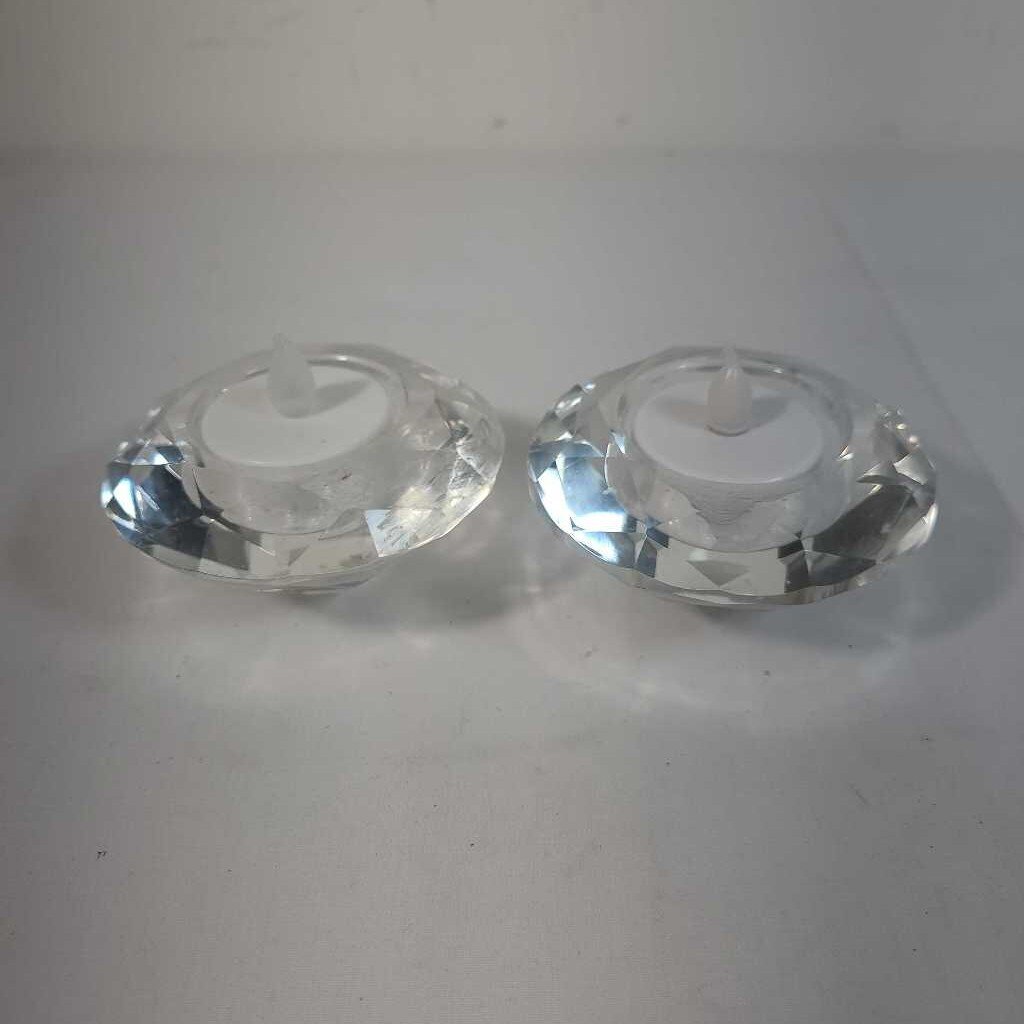 PR GLASS DIAMOND CUT TEALIGHT HOLDERS