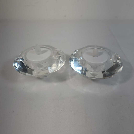 PR GLASS DIAMOND CUT TEALIGHT HOLDERS