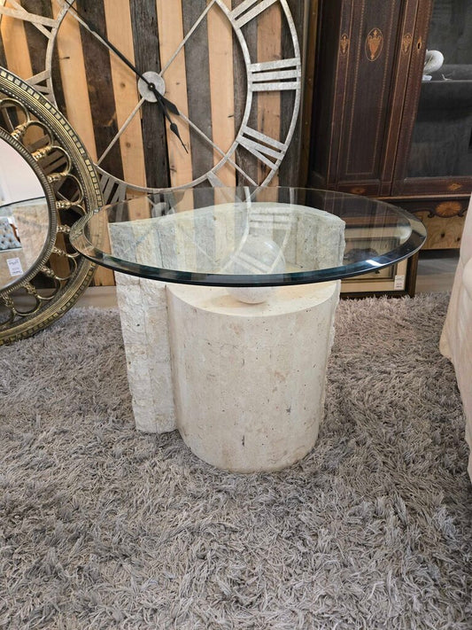 MAGNUSSEN STONE & GLASS END TABLE
