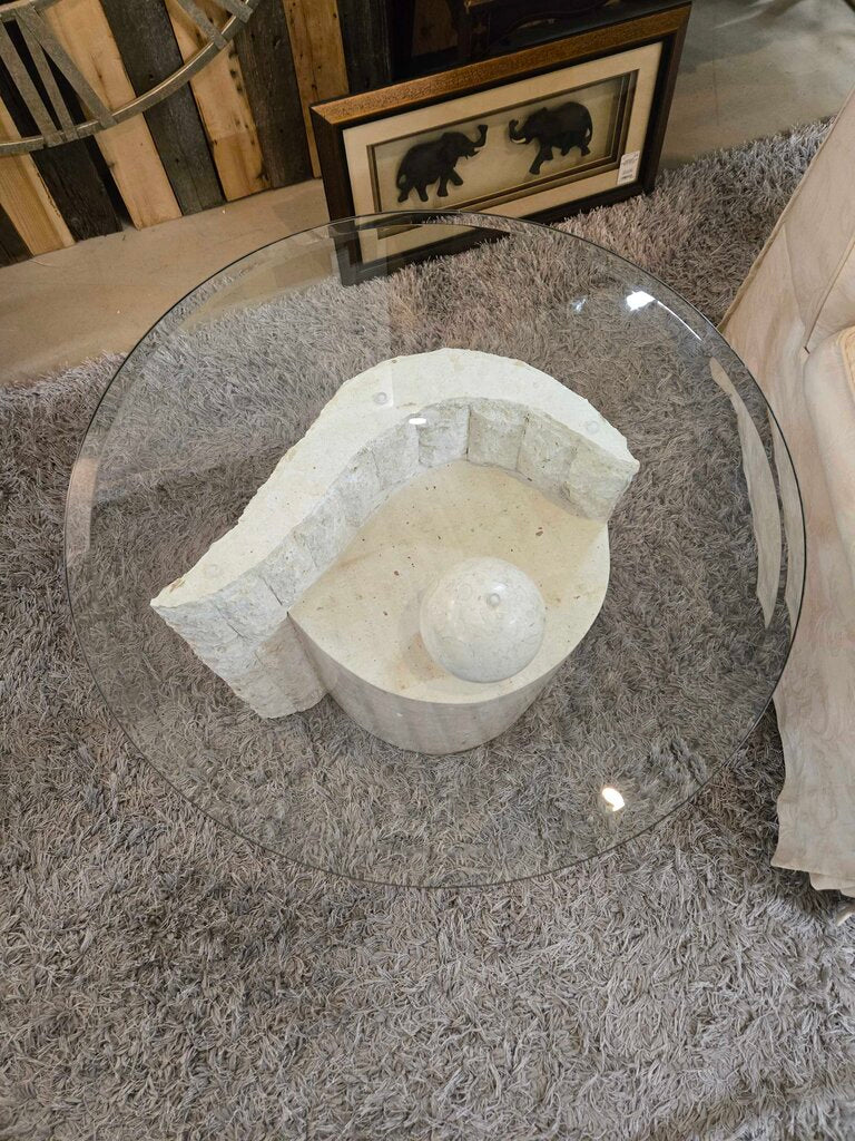 MAGNUSSEN STONE & GLASS END TABLE