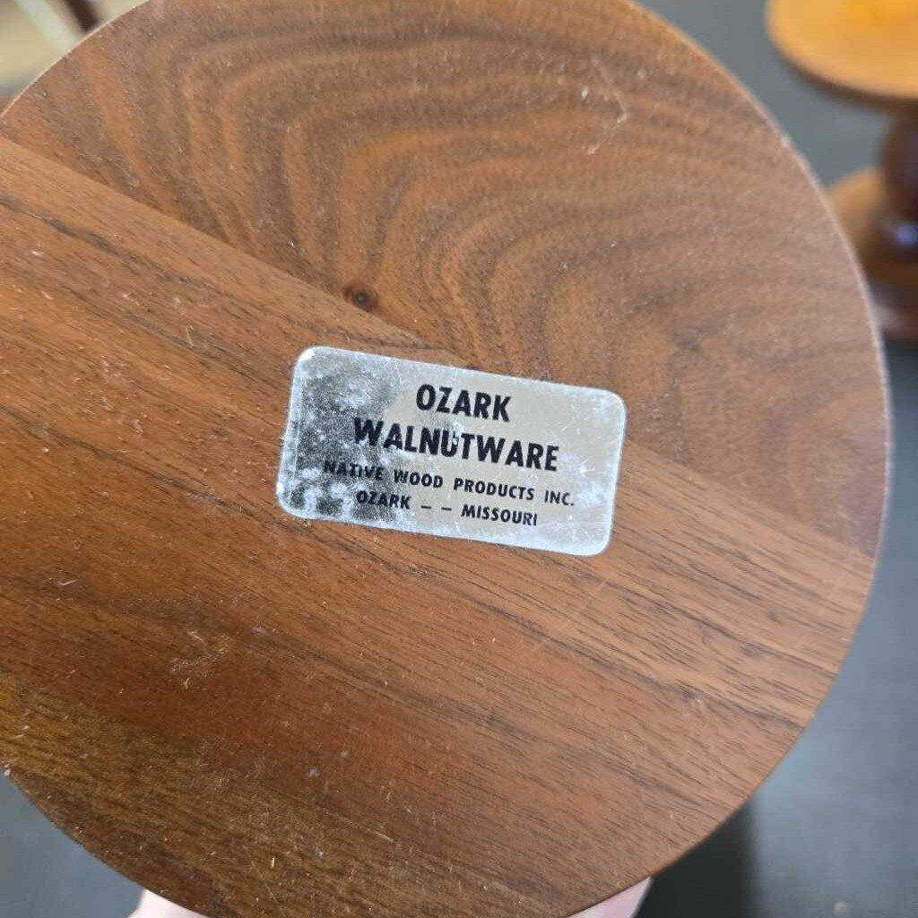 PR VTG OZARK WALNUTWARE CANDLE HOLDERS