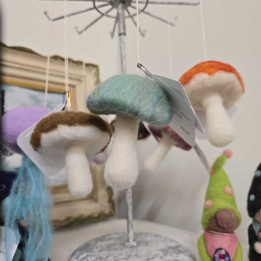 Handmade Felted Mushroom Ornament ~ Assorted