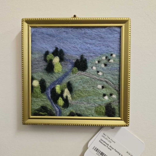 Handmade Wool Painting in Rescued Frame
