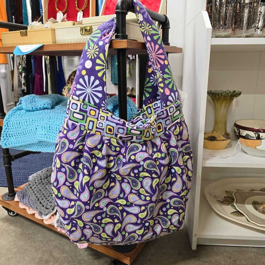 Purple Paisley Fabric Shoulder Bag