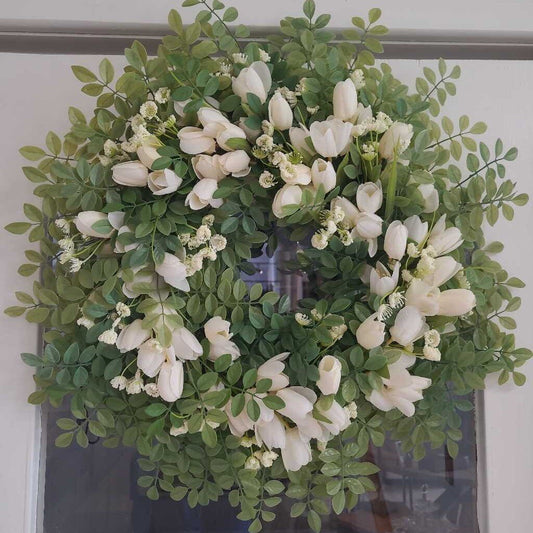 22" WHITE TULIP WREATH