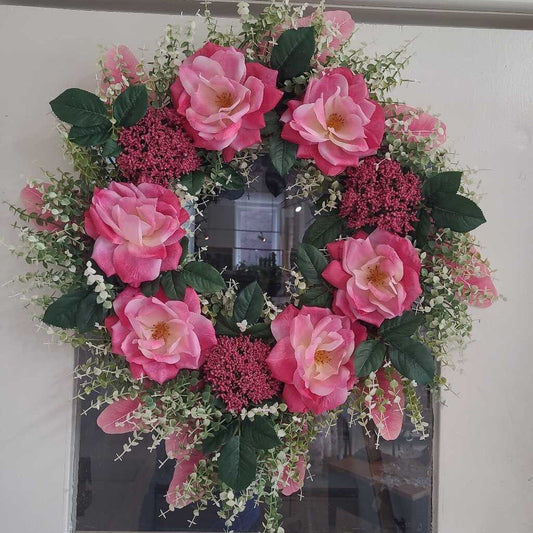 28" PINK FLOWER WREATH