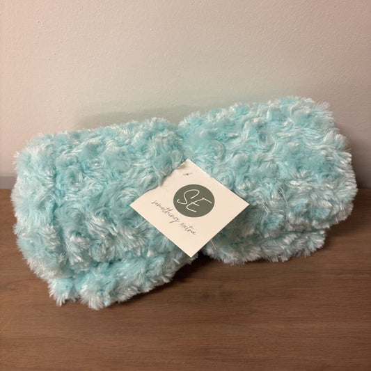 CABBAGE ROSE BABY BLANKET IN TEAL 30"X 40"