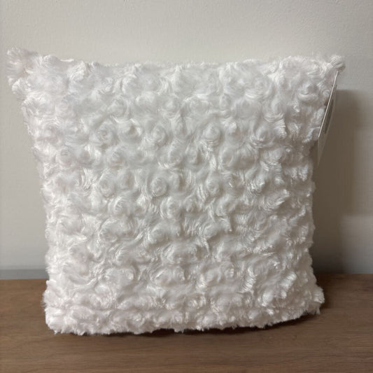 CABBAGE ROSE BABY TOSS CUSHION 12" x 12" WHITE