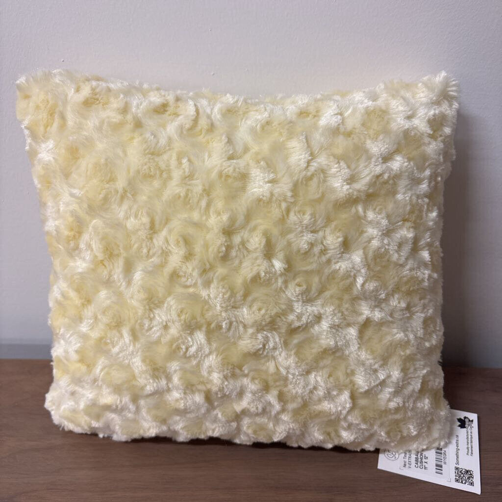 CABBAGE ROSE BABY TOSS CUSHION 11" x 12" PALE YELLOW