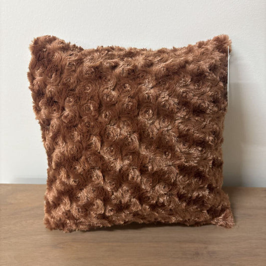 CABBAGE ROSE BABY TOSS CUSHION 11.5" x 11.5" BROWN