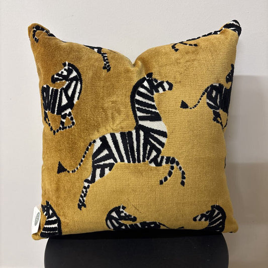 DANCING ZEBRAS - SAFFRON 22"X 22" FEATHER INSERT