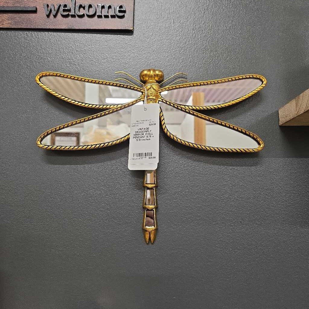VINTAGE DRAGONFLY MIRROR WALL PENDANT