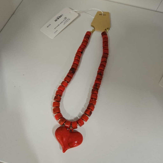 ACRYLIC HEART NECKLACE - RED