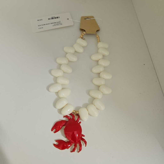 WHITE BEADED CRAB NECKLACE