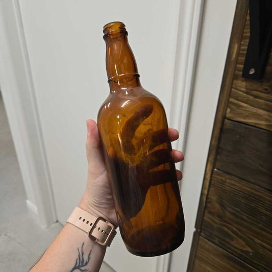VINTAGE AMBER GLASS BOTTLE