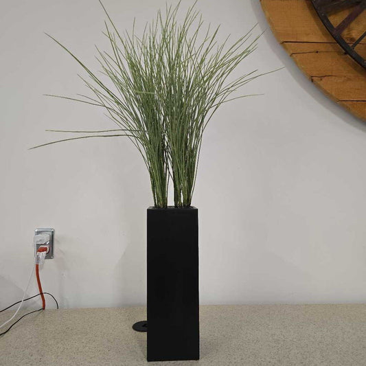 GRASSES IN BLACK VASE