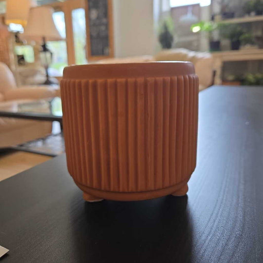 4.5" RIBBED TERRA COTTA PLANTER