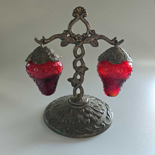 1960s Cadmium Glass Strawberry Salt & Pepper Shakers