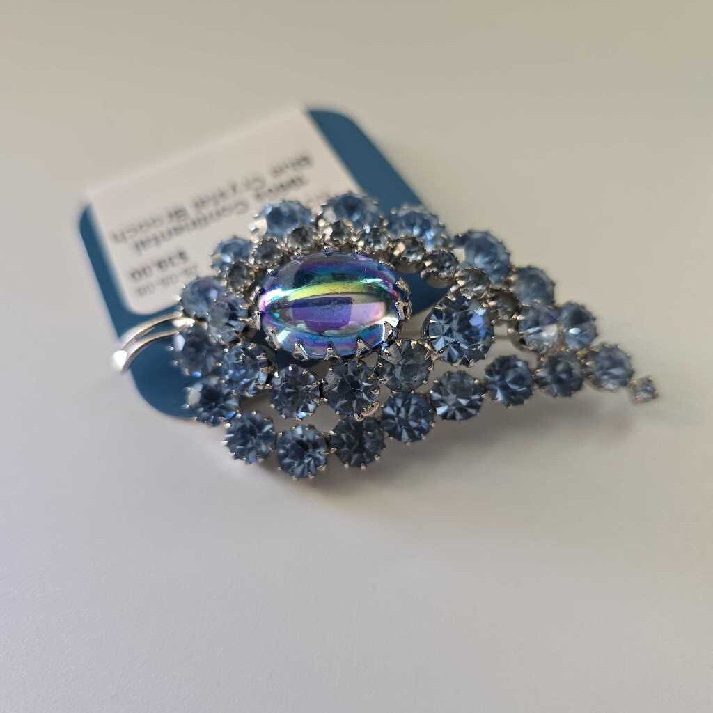 1960s Continental Blue Crystal Brooch