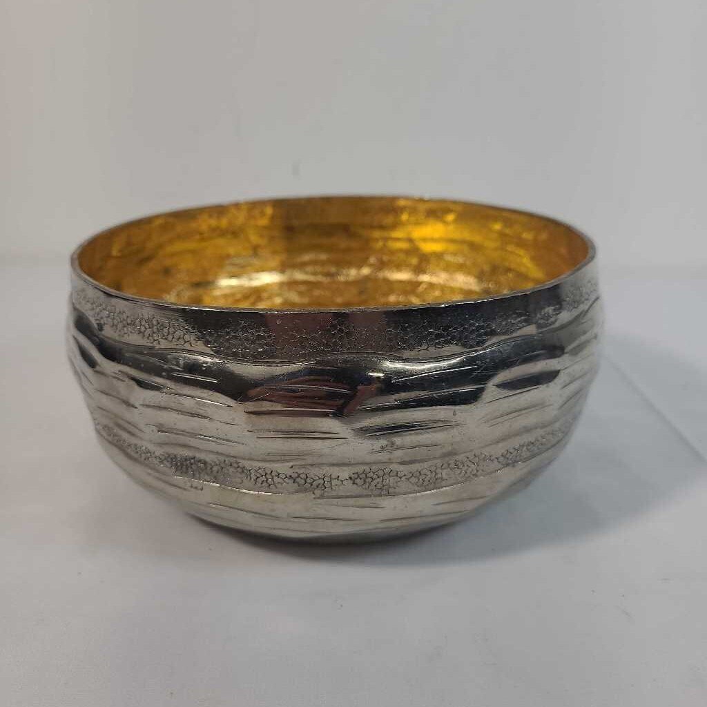 6" SILVER BOWL WITH GOLD LEAF