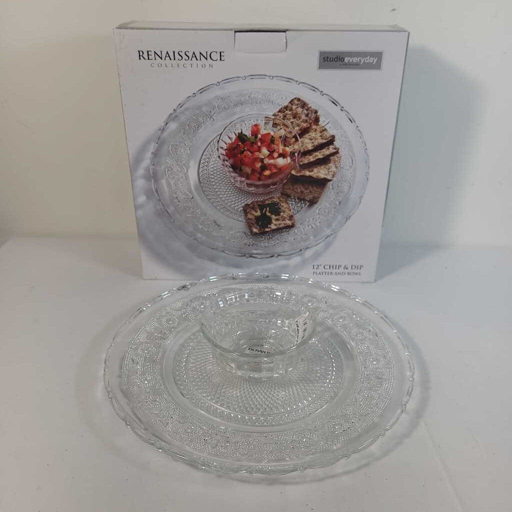 12" GLASS CHIP & DIP SET