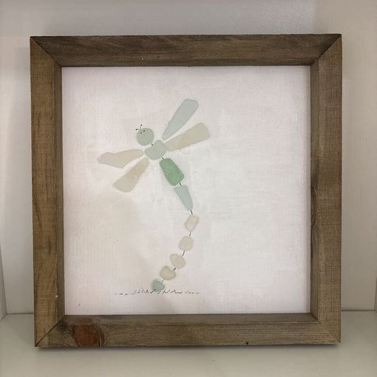 Dragon fly sea glass art