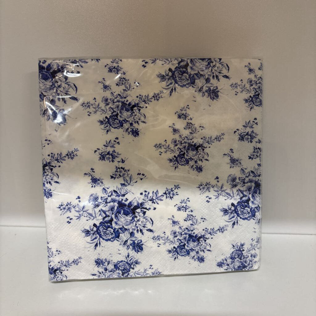 Blue Vintage Flora Paper Napkins