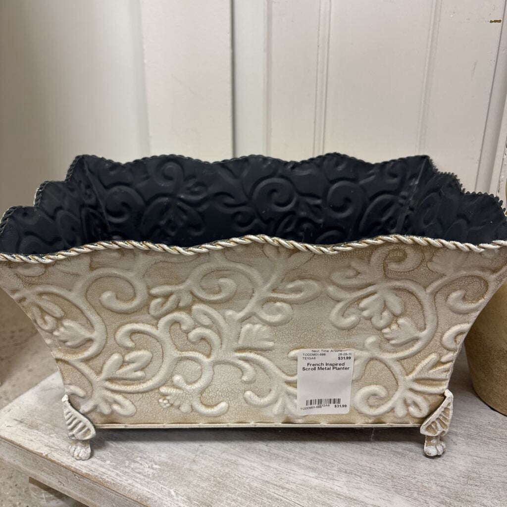 French Inspired Scroll Metal Planter