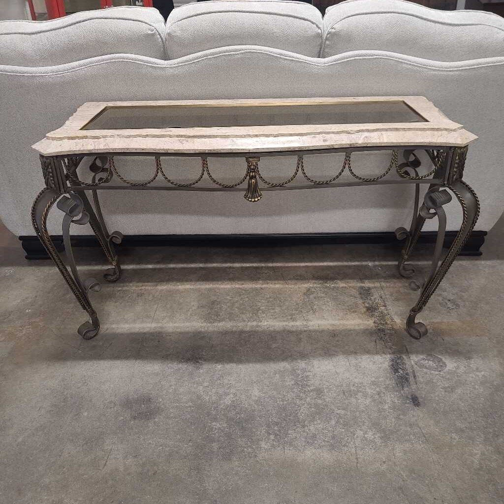 STONE & GLASS TOP CONSOLE TABLE