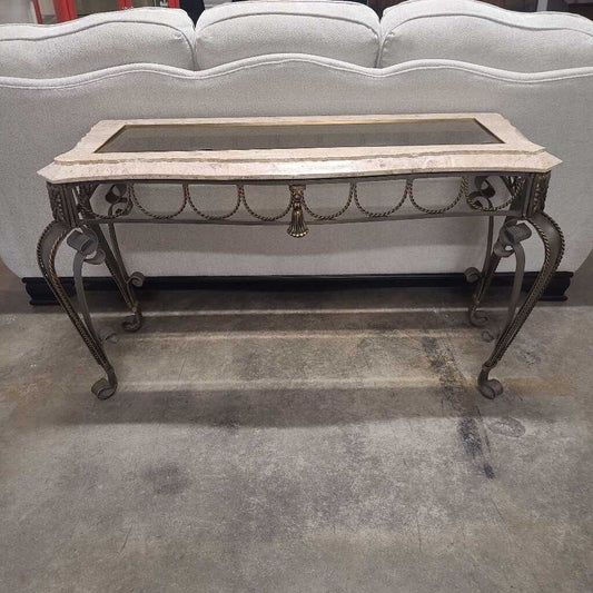STONE & GLASS TOP CONSOLE TABLE