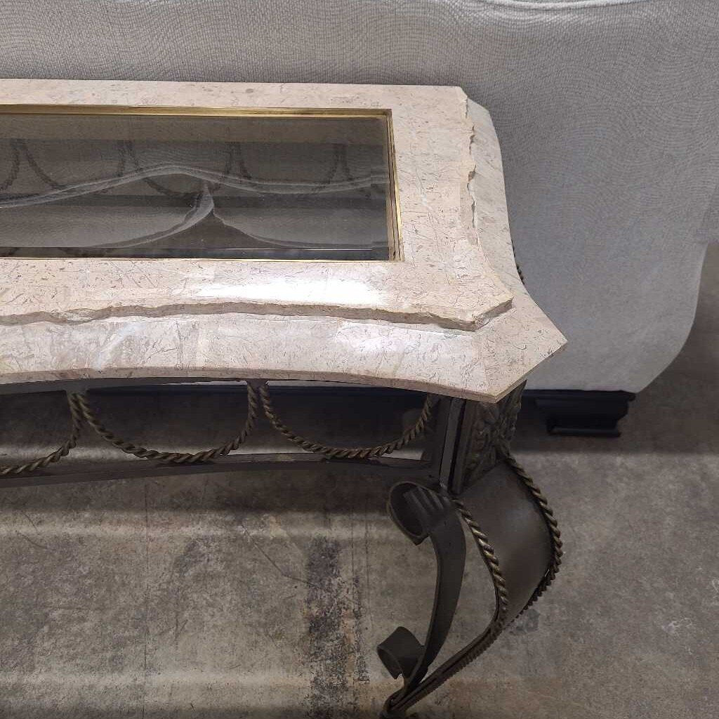 STONE & GLASS TOP CONSOLE TABLE