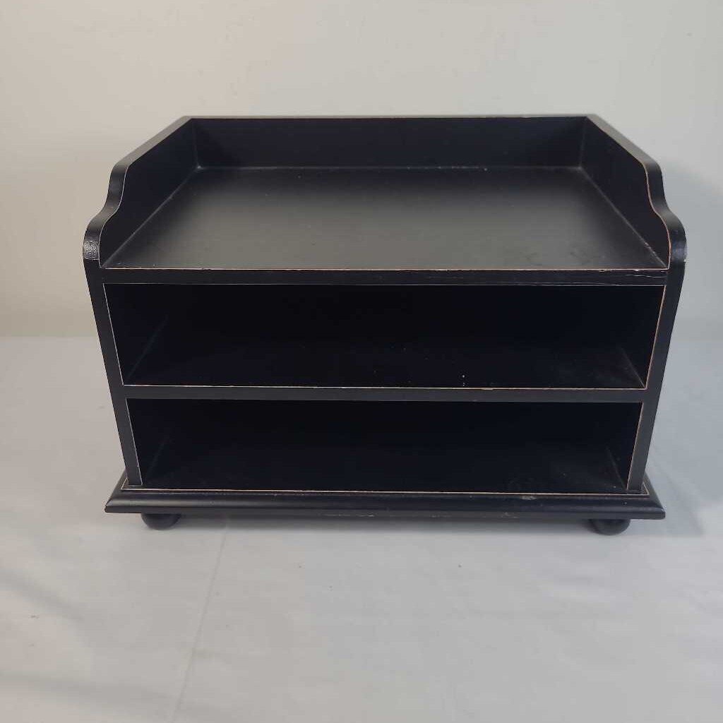 BLACK WOOD DESKTOP ORGANIZER