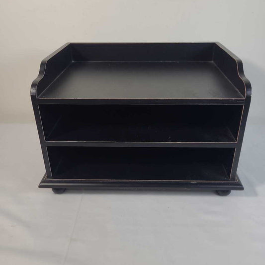 BLACK WOOD DESKTOP ORGANIZER