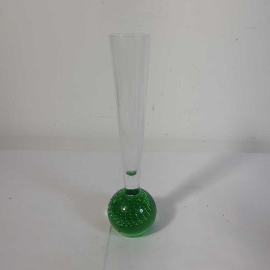 GREEN BOTTOM GLASS BUD VASE
