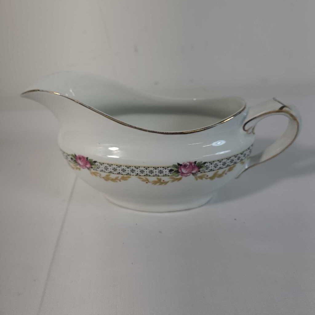 VTG WEDGEWOOD CERAMIC GRAVY BOAT FLORAL ROSE