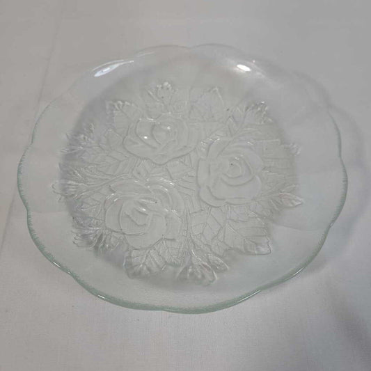 FROSTED PLATE W/ ROSES